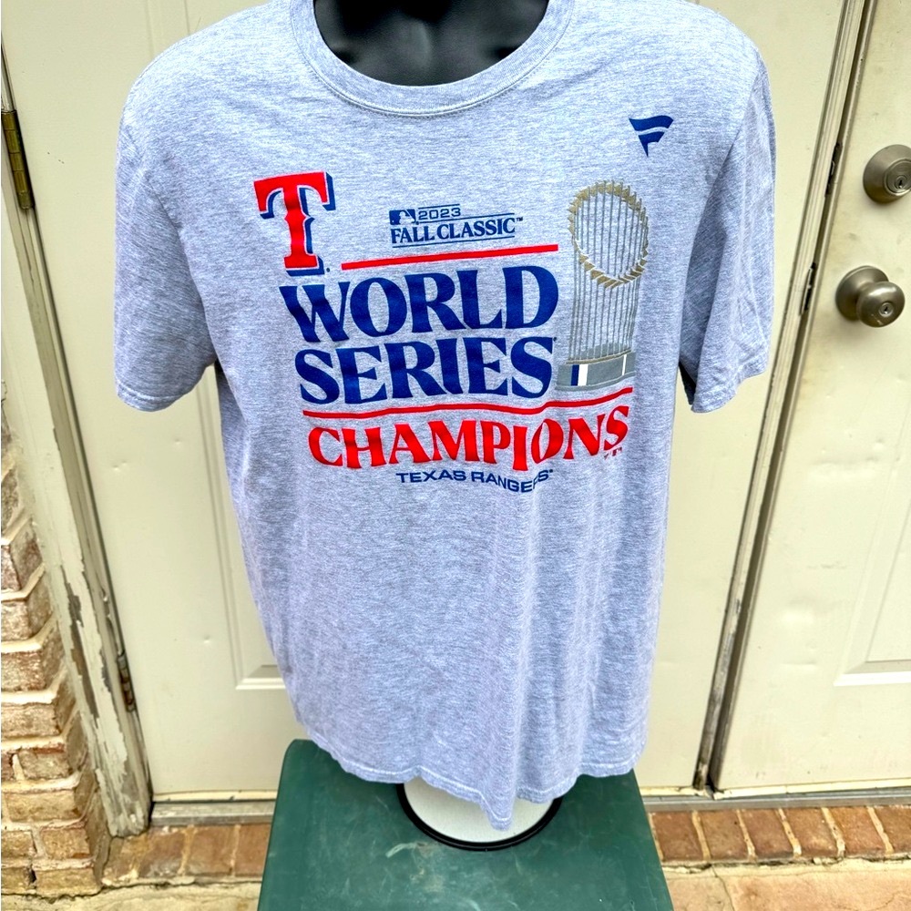Fanatics, Gray, Short Sleeve, TX Rangers, World Series Champions, Shirt, Size L